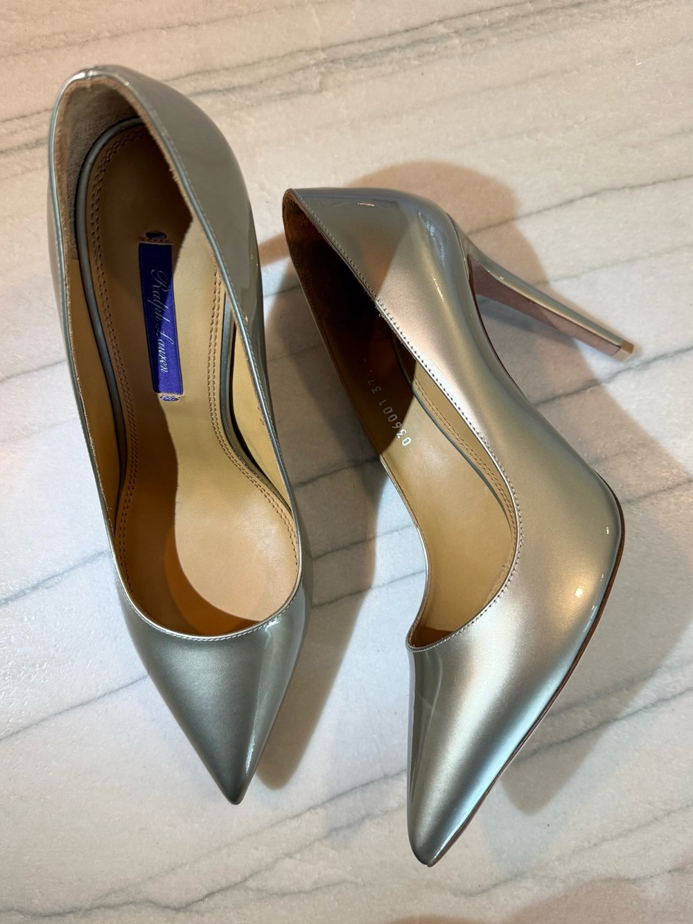 Ralph Lauren Collection Silver Ivory Bridal  Celia Pumps 37.5 Purple Label
